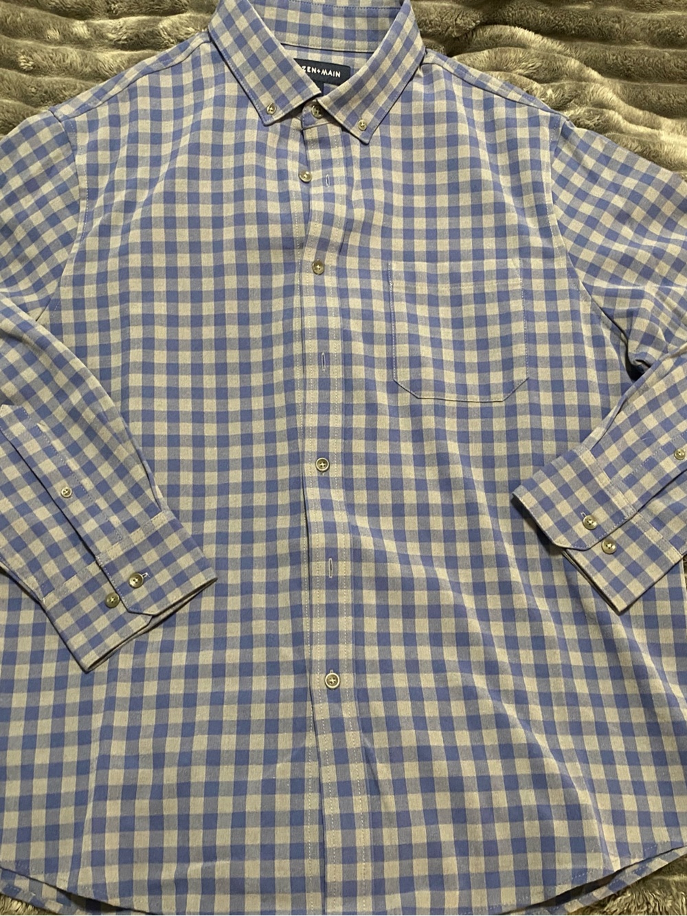 Mizzen+Main Light Blue and White Gingham Button-Down Shirt
